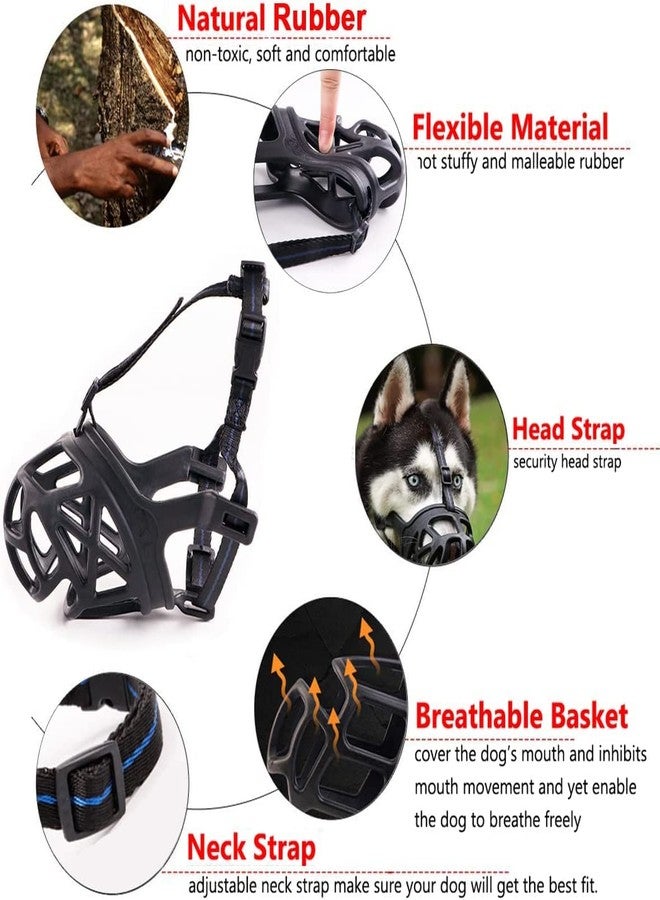 Sage Square Dog Rubber Muzzle Prevents Chewing Barking,Biting,Basket Muzzle Allows Panting and Drinking Comfortable,Adjustable,Durable (Medium) - Image 4